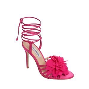 Steve Madden Jolisa Satin Flower Ankle Wrap Dress Sandals Pink Size 7.5